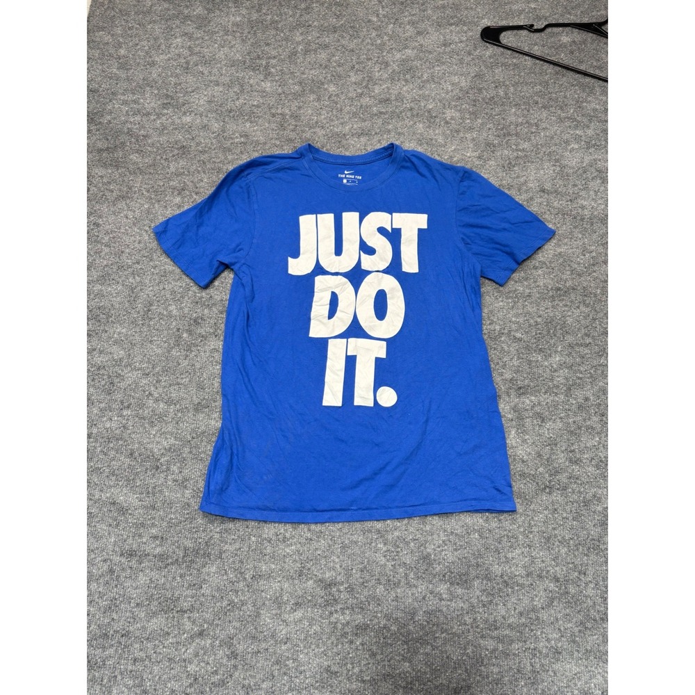 Nike Just‎ Do It Graphic Tee Mens Medium Blue Short Sleeve Athletic Cut Shirt